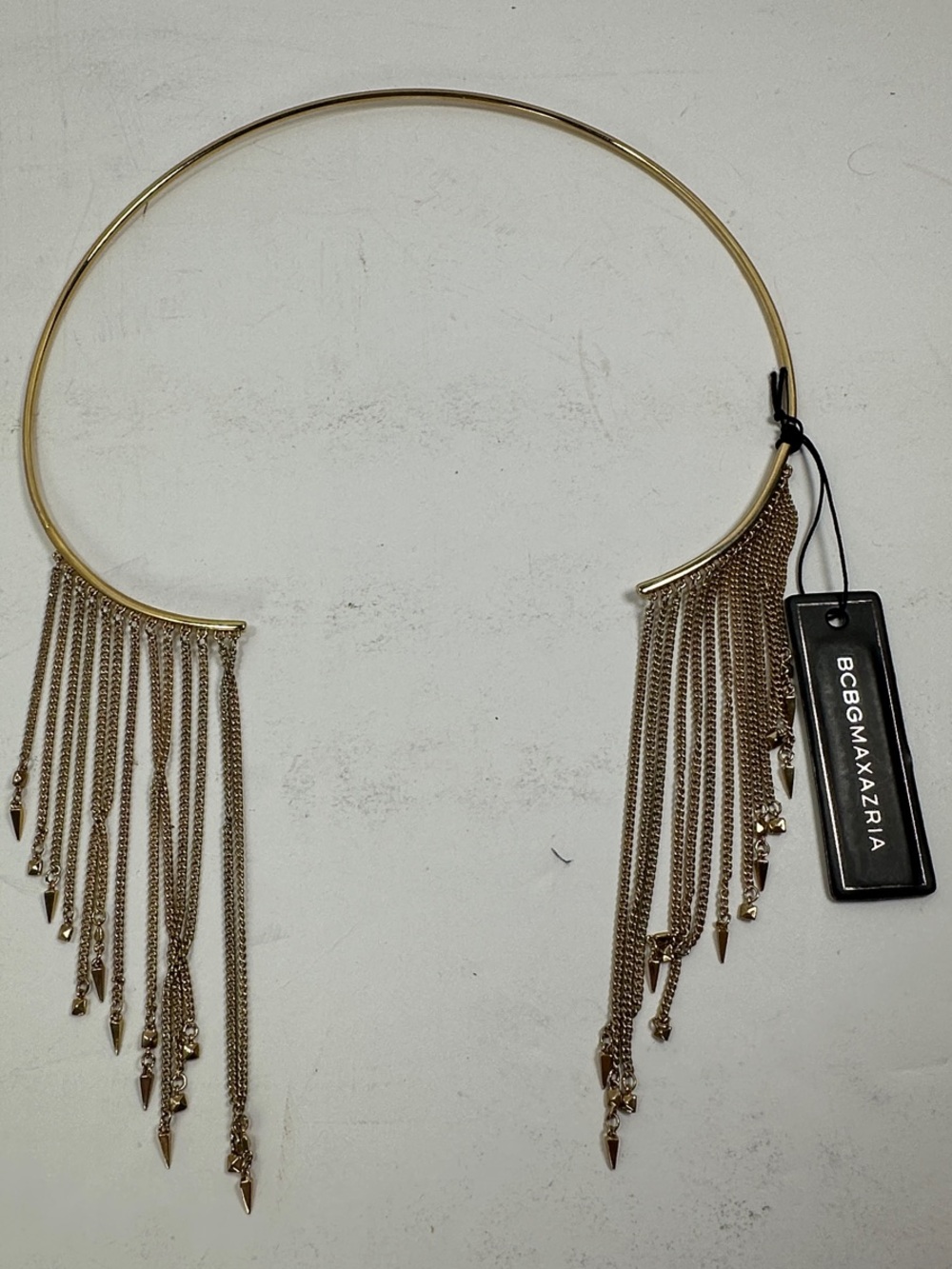 NWT BCBGMaxAzria Gold Fringe Collar Choker Necklace